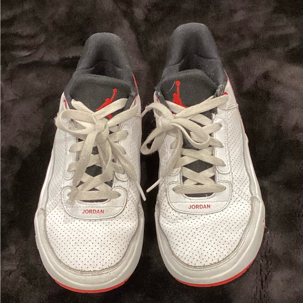 Jordan Kids White and Red Sneakers